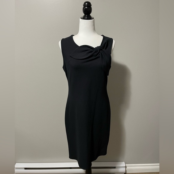 Banana Republic Bow Neck Ponte Sleeveless Sheath Dress Black - Picture 3 of 10
